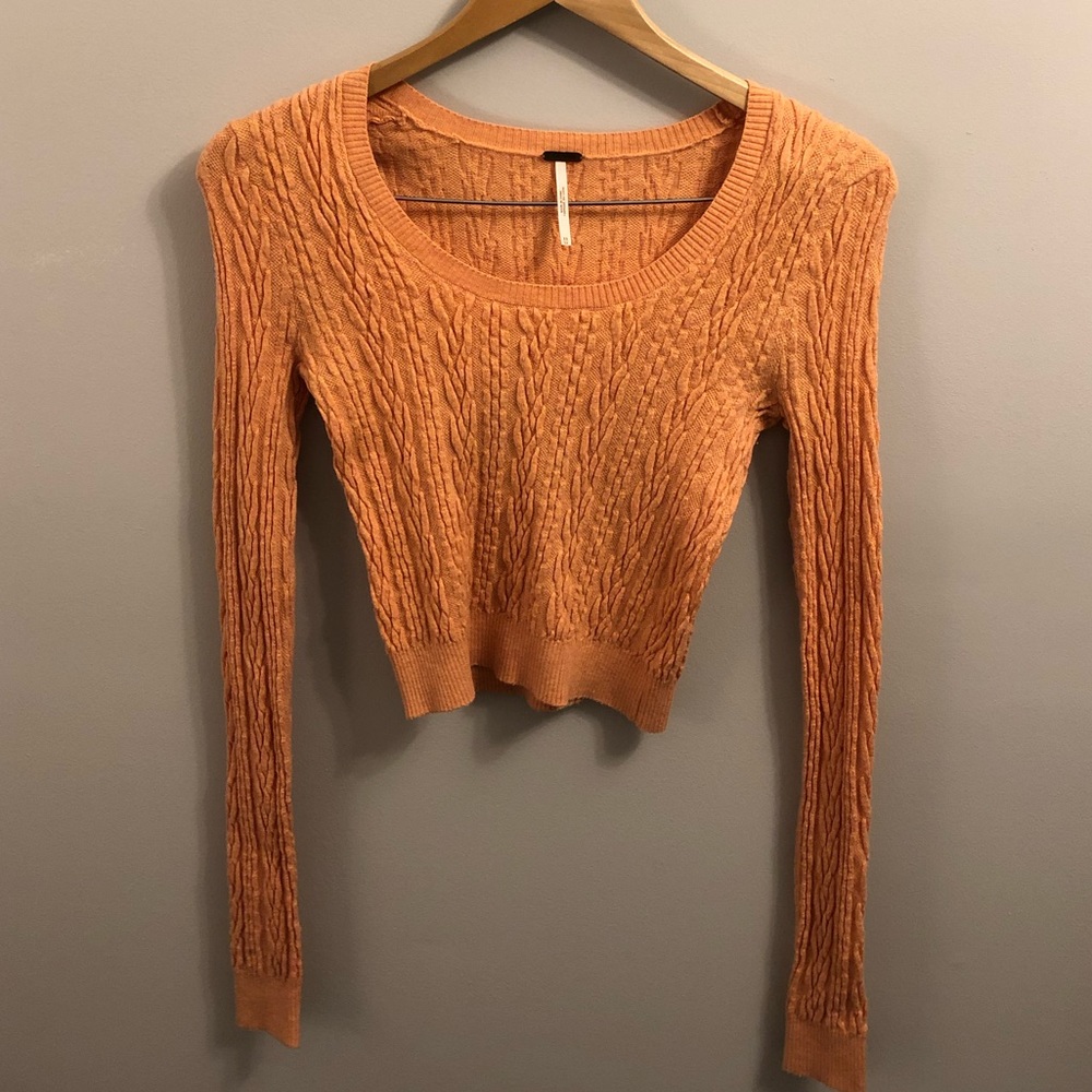 Free People Knit Long Sleeve Cropped Top
